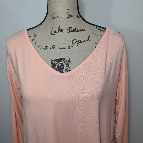 Matilda Jane Womens Tunic Top S Sing It Out Swing V-neck Peach Pink Floral - Picture 3 of 10